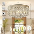 thumbnail image 5 of Maxax 4 Lights Crystal Chandelier, Modern Drum Ceiling Light Fixture Lamp, Raindrop Flush Mount Round Metal Shade, for Dining Room, Living Room, Bathroom, Bedroom, Chrome, 5 of 6