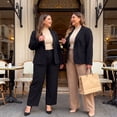thumbnail image 4 of Agnes Orinda Plus Size Suit Two Piece Outfits for Women Business Office Blazer Jacket and Pants Suit Set 1X Black, 4 of 8