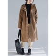 thumbnail image 5 of NANAHuang Women's Winter Coats Sherpa Lined Hooded Midi Long Corduroy Jacket Overcoat, 5 of 7