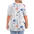 thumbnail image 4 of WellSize Plus Size Women Blouses Casual Button V Neck tunic tops Summer Short Sleeve Shirts, 4 of 7