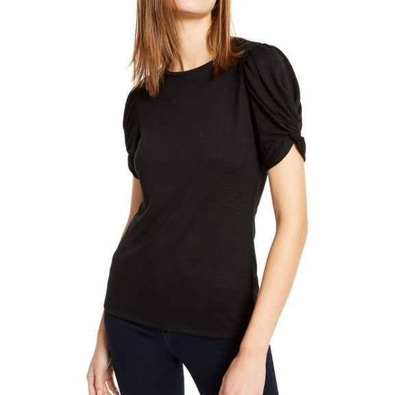 I.N.C Womens Puff-Sleeve Pullover Blouse, Black, X-Small