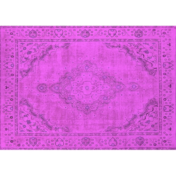 Ahgly Company Indoor Rectangle Oriental Pink Industrial Area Rugs, 7' x 10'