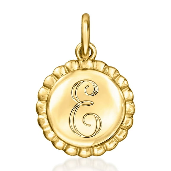 Pure Collection by Ross-Simons 14kt Yellow Gold Personalized Scalloped-Edge Circle Charm, Women's, Adult