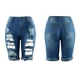 thumbnail image 3 of Pantalones Cortos de Mezclilla Elásticos con Agujeros Rasgados, Lavados Y Desgastados, a Media Pierna, Pantalones Cortos de Mezclilla Elásticos S Soledad Pantalones vaqueros de las mujeres, 3 of 10