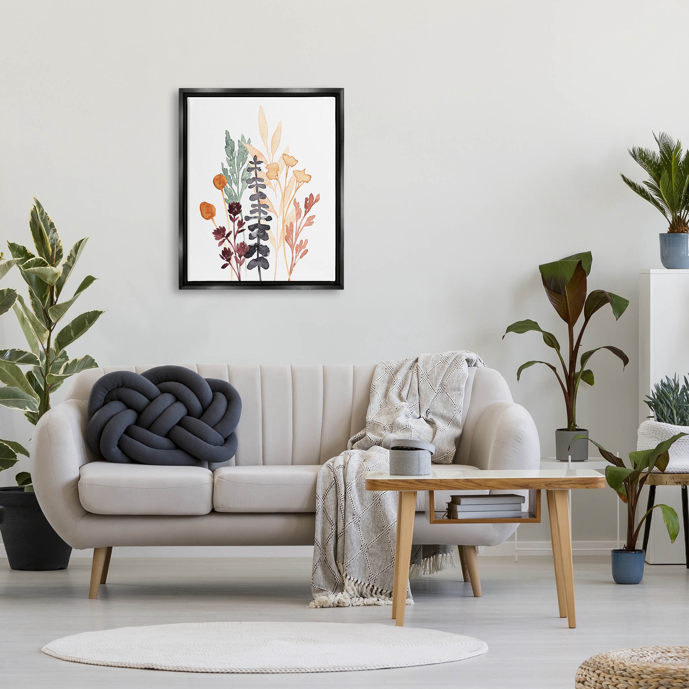Stupell Industries Country Cottage Herbs Layered Botanicals Graphic Art Jet Black Floating Framed Canvas Print Wall Art, Design by Annie Warren