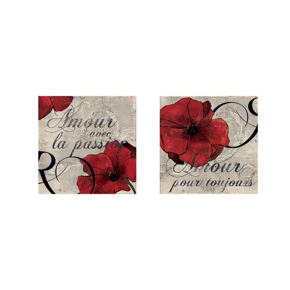 Great Art Now Amour Passion & Amour Toujours by Posters International Studio 2 Piece Print Art Set Each 12"W x 12"H