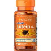 Puritans Pride Lutein 6 Mg with Zeaxanthin Softgels, 200 Count