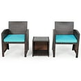 thumbnail image 4 of Patiojoy Ensemble de Mobilier de Patio en Rotin 3 Pcs Ensemble de Chaises de Conversation avec Coussin Doux et Table à Café Turquoise, 4 of 7