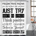thumbnail image 5 of Black Positive Shower Curtain Quotes Inspirational Motivational Teen Follow Your Dreams Just Try Never Give Up Kids Boys Affirmation Waterproof Polyester Fabric 72 x 72 inches Set with Hooks, 5 of 6