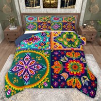 jejeloiu Colorful Vintage Aesthetic Twin Comforter Sets,Watercolor Flowers Floral Bedding Set For Adults Reversible 2 Pieces