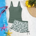 thumbnail image 4 of YOUYEDIAN Girls Tankini Swimsuit 2 Piece Bathing Suits for Girls Square Collar Swim Tank Top and Drawstring Bottoms (Green, 11-12 Years), 4 of 6