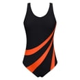 thumbnail image 4 of Yajing One Piece Swimsuit Women Trendy Swimsuit For Women Deep V Neck Patchwork Monokini Comfy Breathable Bathing Suits Orange L, 4 of 4