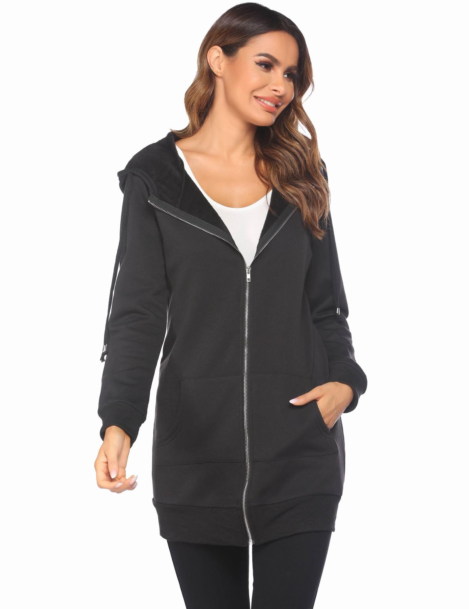 Zeagoo Women's Zip Up Hoodies Long Sleeve Fall Fleece Jacket Casual Oversized Tunic Hooded Sweatshirt With Pockets Winter Coats