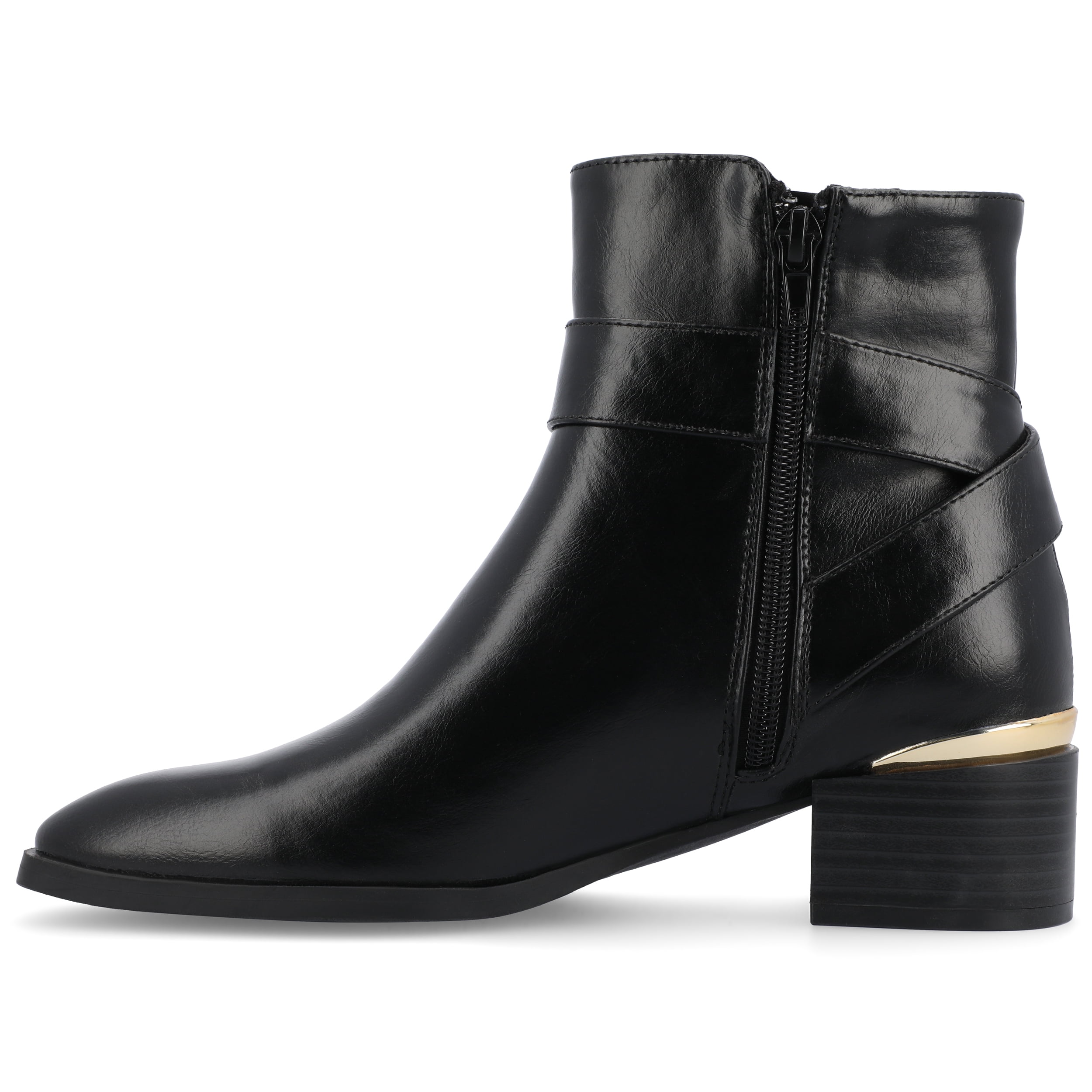 Journee Womens Elley Stacked Block Heel Square Toe Booties