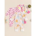 thumbnail image 3 of Elippeo Baby Girls Jumpsuit, Long Sleeve Crew Neck Flower/Pumpkin/Bow Print Zipper Closure Casual Romper Clothes 3 6 12 Months, 3 of 9