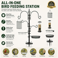 thumbnail image 4 of Bird Feeding Station, 92 Inch Rust Resistant Steel Bird Feeder Pole with 4 Adjustable Shepherd Hooks, Bird Bath, Mesh Tray, Suet Feeder and 5 Prong Anchor for Outdoors, 4 of 6
