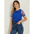 thumbnail image 3 of DARING DIVA Women's Polka Dots Mesh Peter Pan Collar Blouse XL Royal Blue, 3 of 6