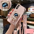 thumbnail image 3 of Crossbody Lanyard Quicksand space bear Plating Case for Samsung Galaxy S23 S22 S21 S20 Ultra FE S10 S9 S8 Plus 5G Cover, 3 of 5