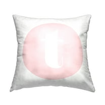 Stupell Industries Pink Circle Letter T Square Decorative Printed Throw Pillow, 18 x 18