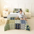 thumbnail image 4 of jejeloiu Rustic Fishing Quilt Twin Comforter Sets,Cabin Plaid Pattern Bedding Set For Boys,Green Navy,Light Gray Reversible,2pcs,1 Comforter and 1 Pillowcase, 4 of 7