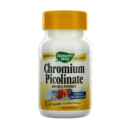 Le picolinate de chrome 200mcg capsules pour le métabolisme normal par Natures Way - 60 Ea