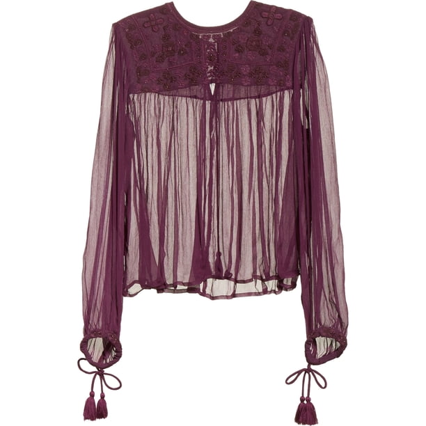Free People Womens Retro Femme Knit Blusa, Púrpura, Small Free People Tejer
