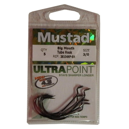 - Mustad Big-Mouth Bait Hook Black Nickel Size 3/0 Pack of 5, 38104NP-BN-3/0-5U