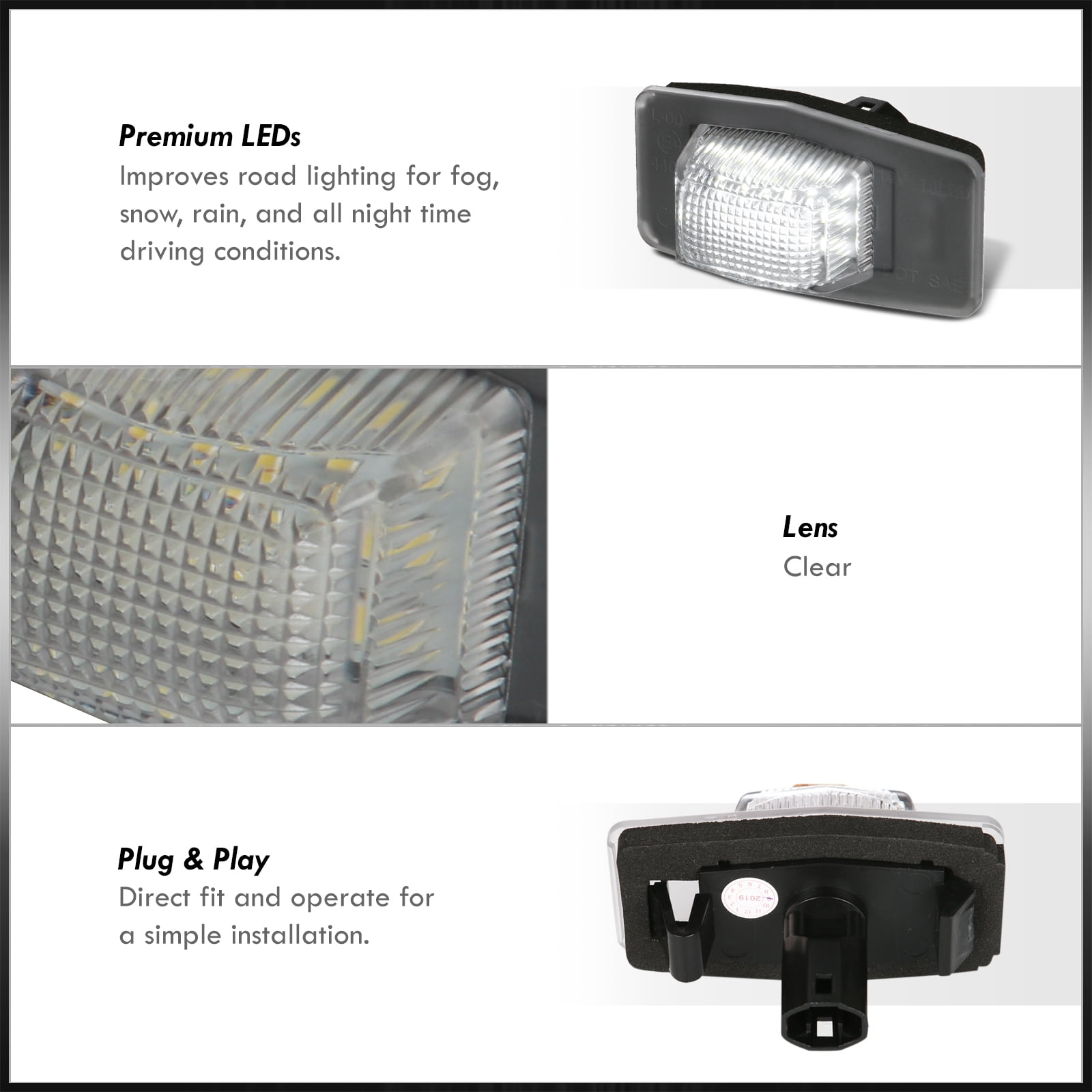 AJP Distributors 2PCS White SMD LED License Plate Lights Lamps Assembly Pair Compatible/Replacement For Mazda Miata MX-5 Protege MPV Tribute / Ford Escape 1999 2000 2001 2002 2003 2004 2005 2006 2007