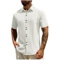 thumbnail image 3 of TAGOLD Mens Summer Short Sleeve Turndown collar Blouse & Shirt Solid Color Button Cardigan Casual Fashion Top, 3 of 5