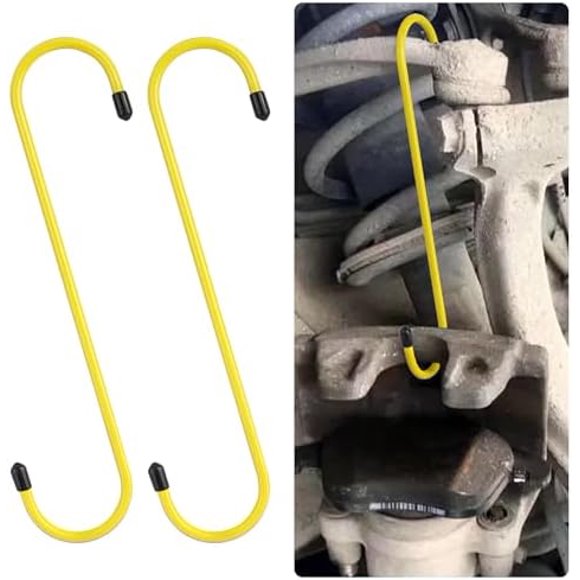4PCS Brake Caliper Hangers,Brake Caliper Tool/Brake Caliper Compression Tool for Changing Brake Pads,Braking,Universal Automotive Tools Brake Caliper Hooks with Rubber Caps (4, Yellow) Yellow 4 Yellow