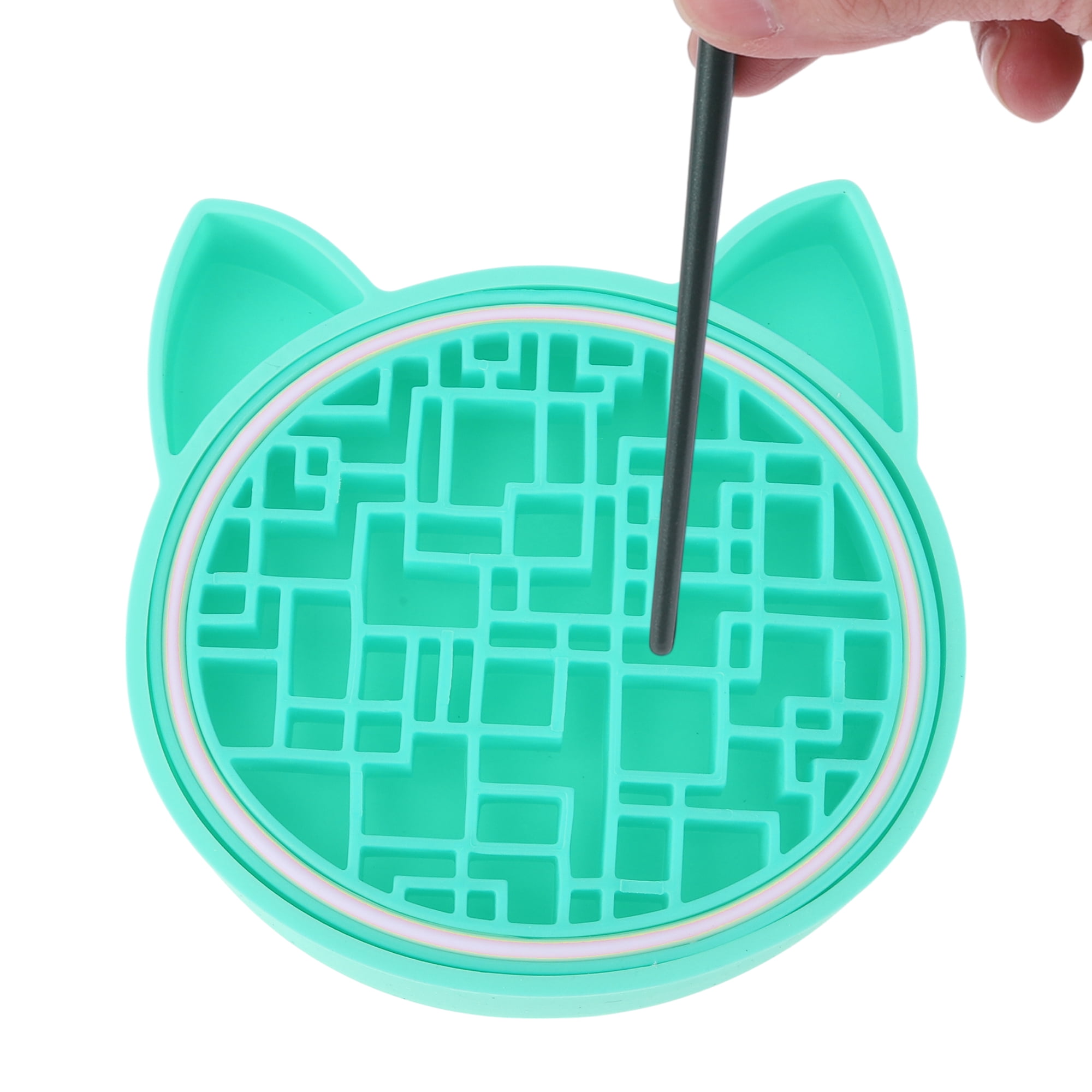 Unique Bargains 1Pc Durable Convenient Cat Shape Makeup Brush Storage Cleaner Light Green