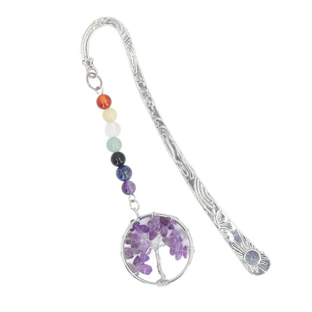 Chakra Bookmark,Colorful Bead Decor Bookmark Delicate Surfaces Beading Bookmarks Antique Copper Metal Book Mark For Student Or Teacher