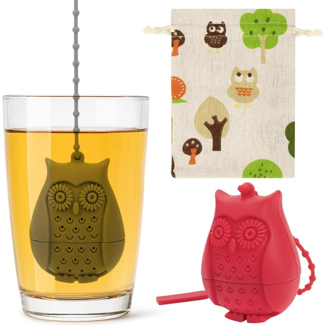 CAIRIAC Tea Infusers, Loose Leaf Tea Strainers, Silicone Owl Tea Balls, Steeper Gift for Lover Owl Lovers