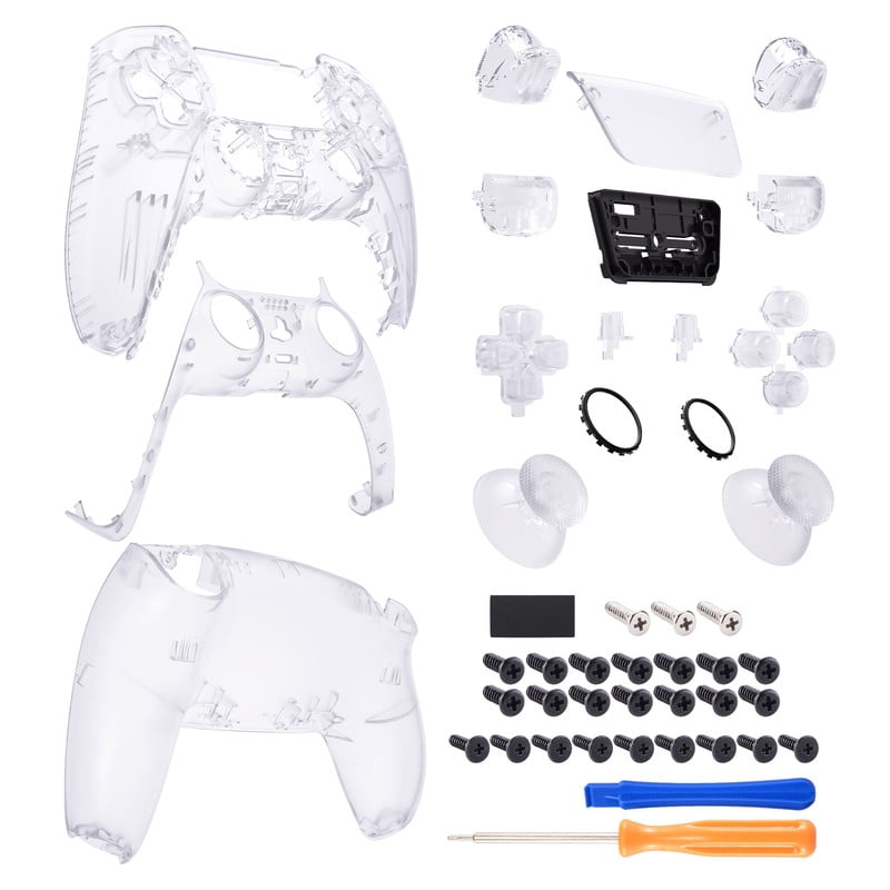 eXtremeRate Clear Replacement Full Set Housing Shell w/Buttons Touchpad Cover for ps5 Controller