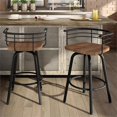 thumbnail image 3 of Amisco Brisk 29" Distressed Wood Swivel Bar Stool in Brown/Gun Metal, 3 of 4