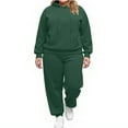 thumbnail image 2 of HKYNLAG Women's Plus Size 2 Piece Outfits Sweatsuits Casual Long Sleeve Set Hooded Tracksuit Pullover Jogger Sweat Pants Set With Pockets Dark Green S, 2 of 4