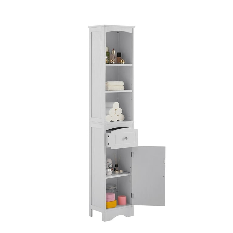 Wall-Mounted Storage Cabinet – Kitchen, Pantry, Laundry Room or Bathroom  Organizer with Open Shelf – Bathroom Storage Furniture by Lavish Home  (White)