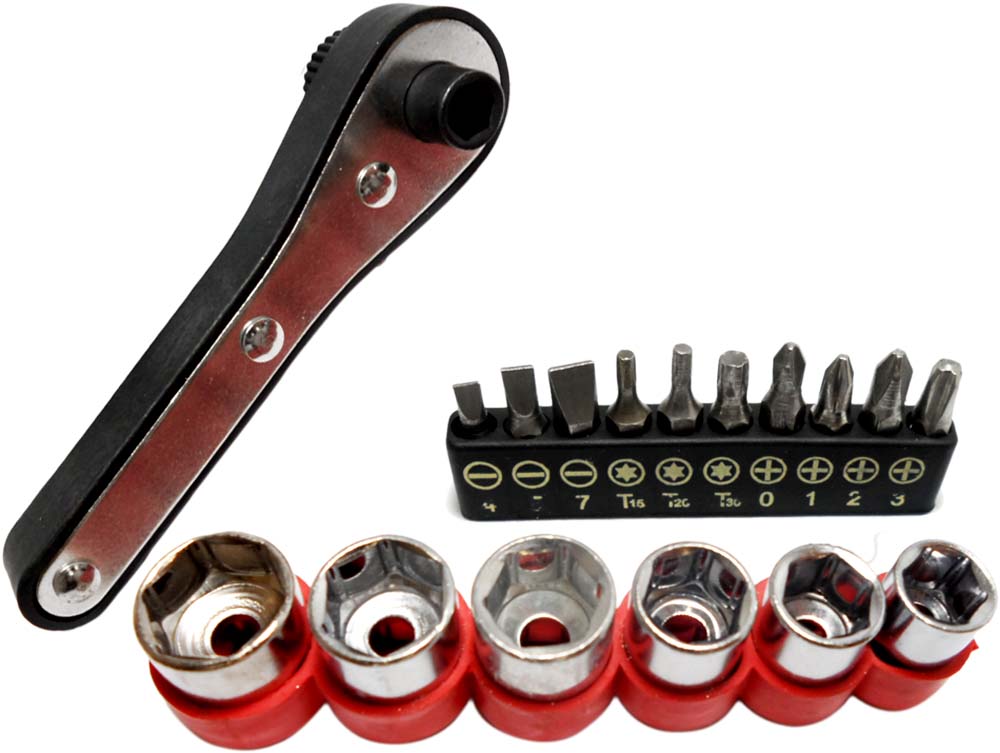 Reversible Ratchet 10 Bits, 6 Sockets (ToolUSA PS02580) Walmart