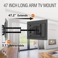 thumbnail image 3 of Long Arm TV Wall Mount for 37-75 Inch TV, 47” Extra Long Articulating Arm Full Motion TV Mount, Corner TV Bracket Swivel and Tilt Fits, Max VESA 600x400mm, 99 lbs. Loading, 16”,18”, Studs, 3 of 6