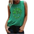 thumbnail image 1 of Camiseta sin mangas suelta con cuello redondo y cuello redondo para mujer Casual St. Patrick's Day Pompotops  lopia990814, 1 of 6