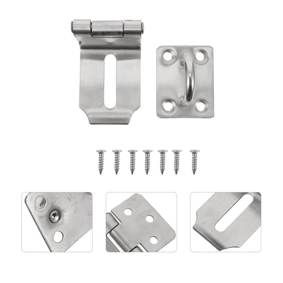 BESTOYARD 1Set Stainless Steel 3 Inch Door Hasp Latch with Mounting Screws for Gate Security