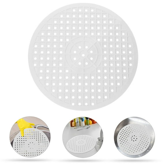 NICEXMAS Round Rubber Sink Protector Mat White with Hollow Design for Drainage