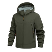 Gfyviroh Men's Windbreaker Jackets Winter Windproof Waterproof Hooded Jackets Fleece Lined Multi Pockets Outdoor Cycling Coats