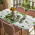 thumbnail image 3 of St Patrick's Day Table Cloths for 6 Foot Rectangle Tables, Lucky Shamrock Leaf Books Coffee Cups Wooden Patio Waterproof Elastic Fitted Tablecloths, Washable Rectangular Table Cover for Camping, 3 of 8