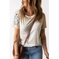 thumbnail image 4 of POGLIP Women's Khaki Bleached Leopard Print Crew Neck T Shirt, 4 of 6