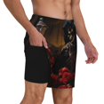 thumbnail image 2 of Yiaed Elegant Rose Skull Print Mens Swim Trunks Bathing Suit Compression Liner Beach Swim Shorts Swimwear Quick Dry Zipper Pocket No-Chafing Board Short-Large, 2 of 6