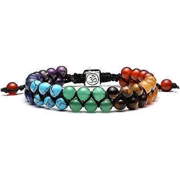 Pulsera de cuentas de chakras, pulsera de cristal curativa de los 7 chakras, pulsera de cuentas de piedra de yoga, pulsera de meditación, relajación y ansiedad.