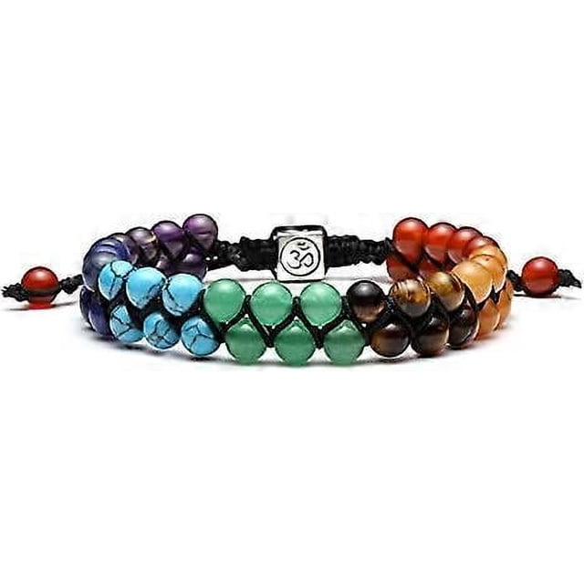 Pulsera de cuentas de chakras, pulsera de cristal curativa de los 7 chakras, pulsera de cuentas de piedra de yoga, pulsera de meditación, relajación y ansiedad.