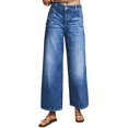 thumbnail image 4 of Loose wide-leg high-waisted straight-leg retro casual washed denim trousers for women, 4 of 5