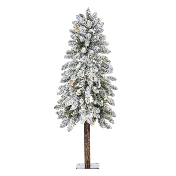 4.5 ft. Pre Lit Warm White LED Christmas Flocked Alpine Tree